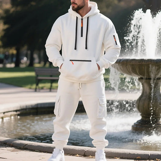 Men's Fleece Zipper Sportswear Suit Set
