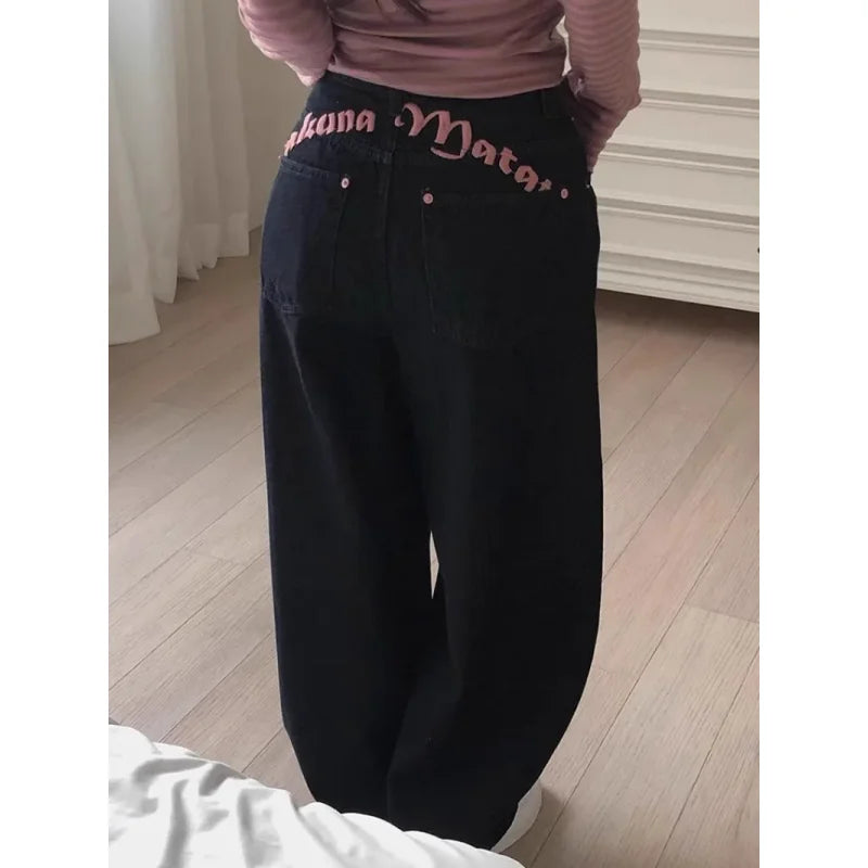 Embroidered Letter Printed Jeans 2025 - Spring Women