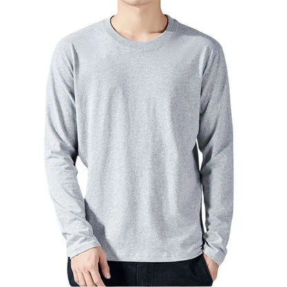 Men's Cotton Solid Color Long Sleeve Undershirt