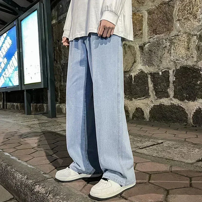 Men's Wide Leg Baggy Jeans - Korean Street Style Loose