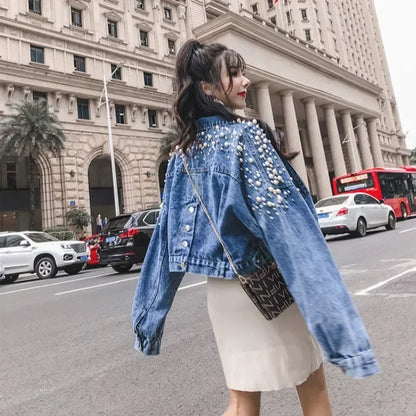 Women's Distressed Denim Jacket - Vintage Cowgirl Style