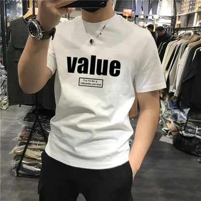 Kişi Üçün T-shirt Kişi Köynəkləri Qara 100% Pambıq Ağ Geyim Üst Hərfli Küçə Geyimi Dairəvi Yaxa Vintage Rok Yüksək Keyfiyyətli Loqosuz