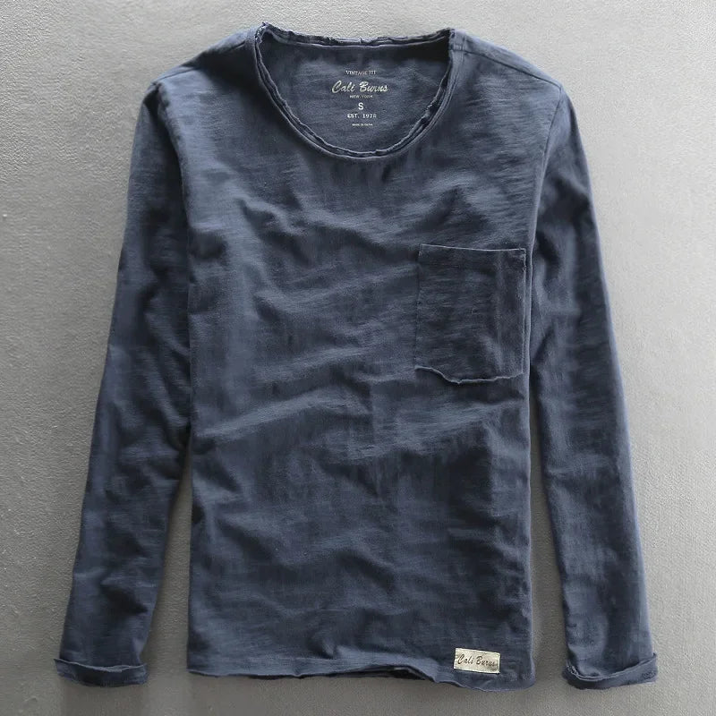 Men's Basic Cotton O-Neck Long Sleeve T-Shirt