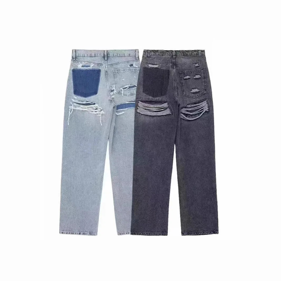 Jeans Women Denim Pant Straight Trousers Wide Leg High Waist Y2K