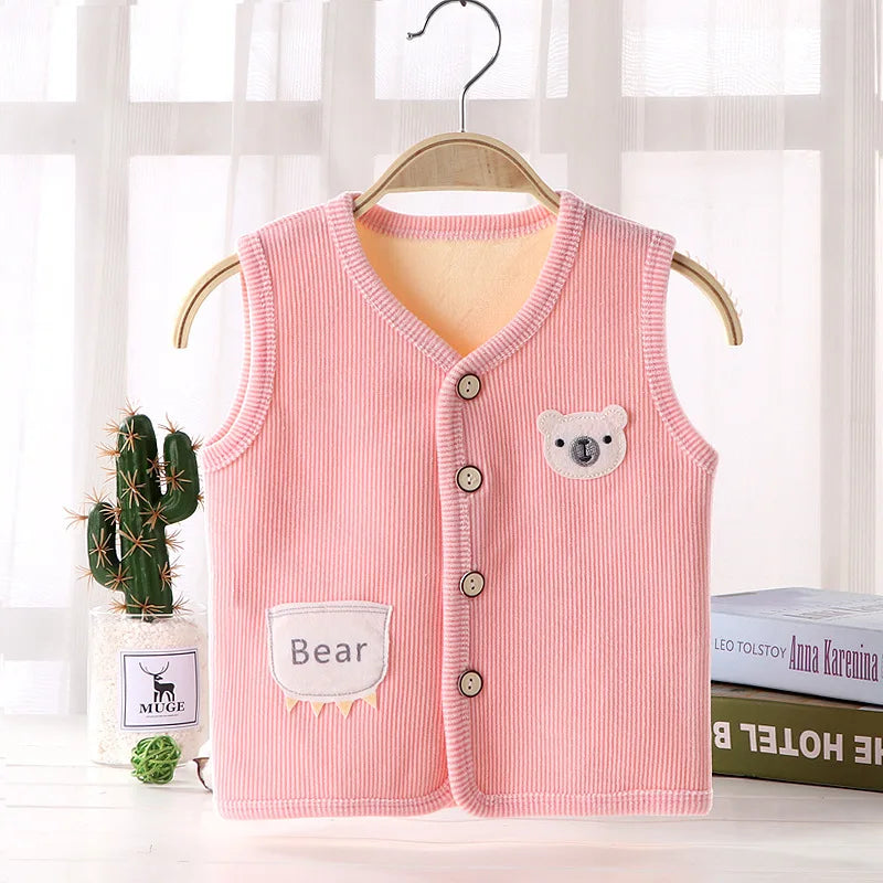 Kids Thicken Velvet Vest Jacket - Warm Sleeveless Waistcoat for Boys & Girls (Autumn/Winter)