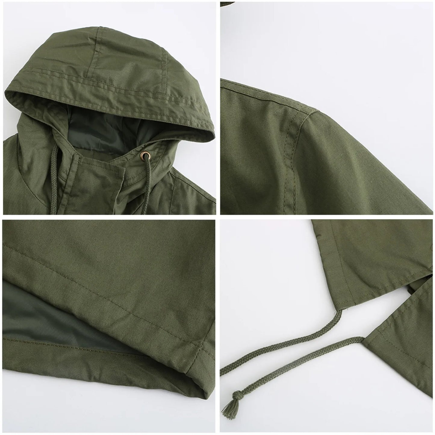 Women Hooded Trench Coat Spring Autumn Outdoor