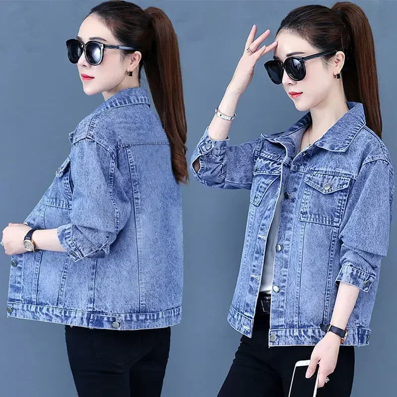Women's Distressed Denim Jacket - Vintage Cowgirl Style