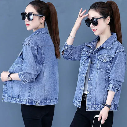 Women's Distressed Denim Jacket - Vintage Cowgirl Style