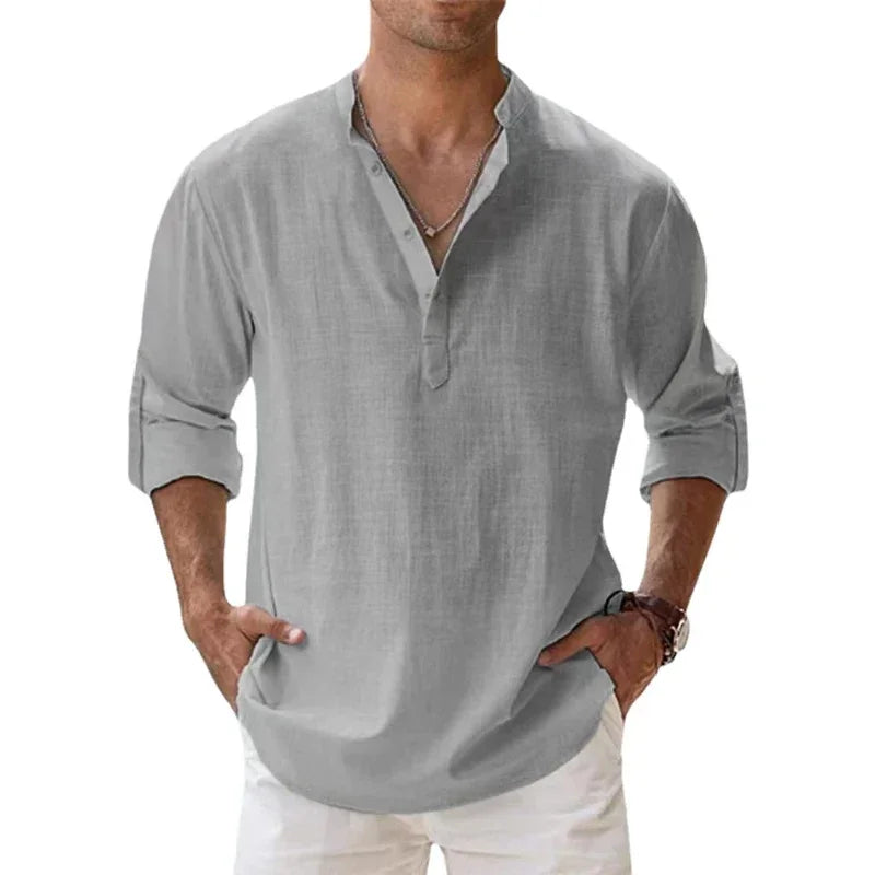 Men's Breathable Basic Cotton Long Sleeve Shirt
