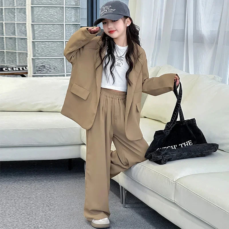 Teen Girls' School Blazer & Trousers Set 5-13Y