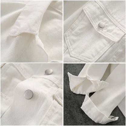 Payız Ağ Denim Gödəkçə Qadın Küçə Geyimi