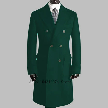 Men's Trench Coat - Notched Lapel Double-Breasted Jacket