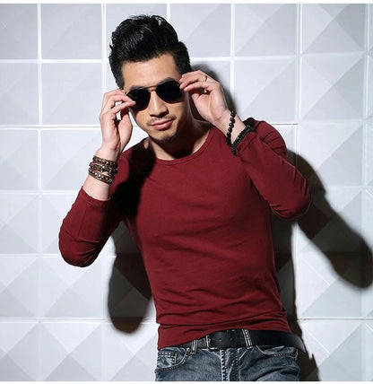 Men's Slim Fit V-Neck Polyester T-Shirt 2026