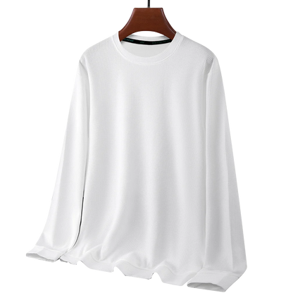 Men's Waffle Round Neck Long Sleeve T-Shirt 4XL