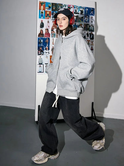 Women's Fashion Warm Hooded Jacket Fall Autumn Winter Gray