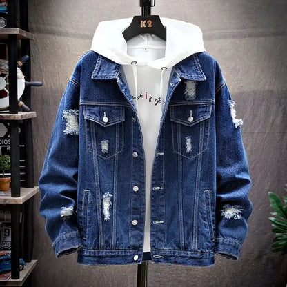 Men's Denim Jacket 2025 - Ripped Distressed