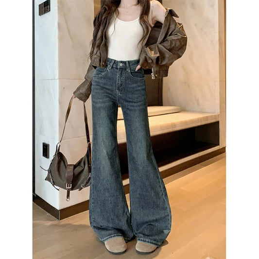 Jeans For Woman Y2K Clothes Retro Flared Trousers Winter