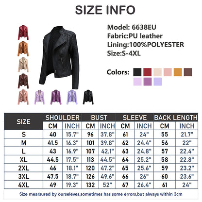 Women's PU Leather Motorcycle Jacket - Spring Autumn