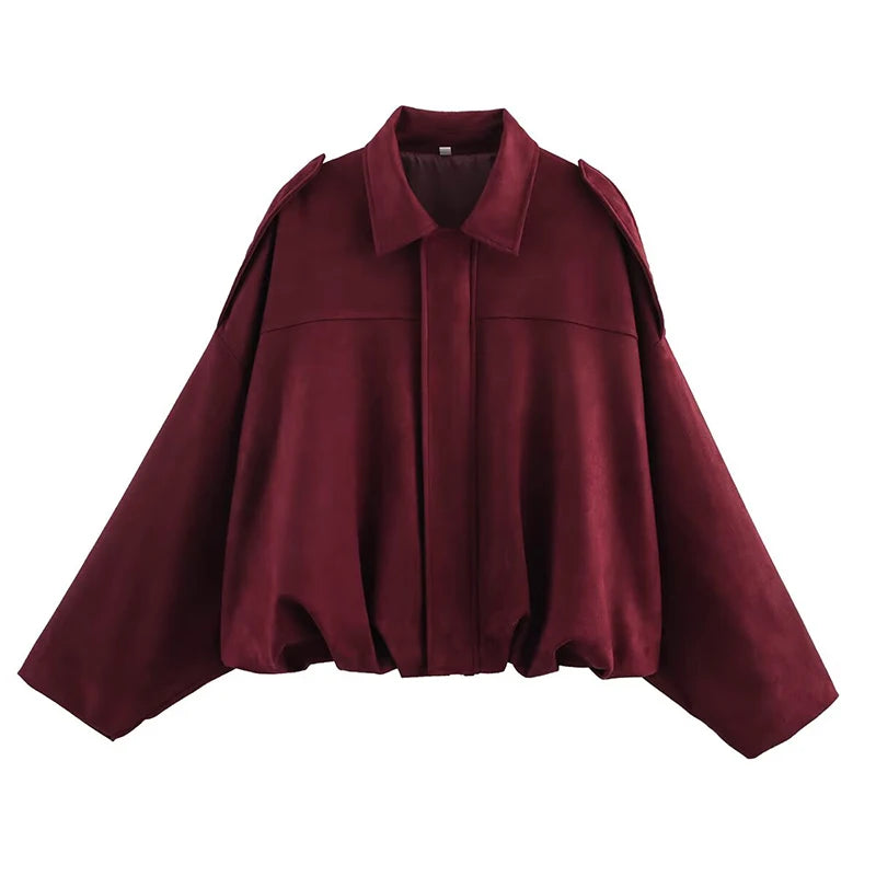 Qadın Bomber Gödəkçələri Paltolar Moda Vintage Dəbli Yaxalıq