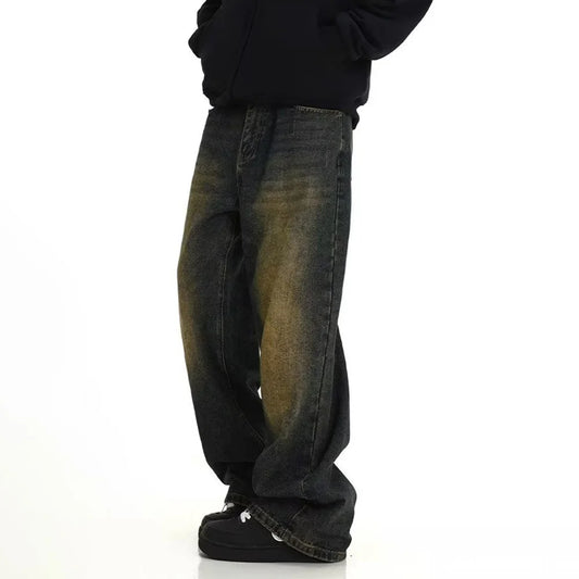 Men's Retro Casual Washed Jeans - American Streetwear Summer