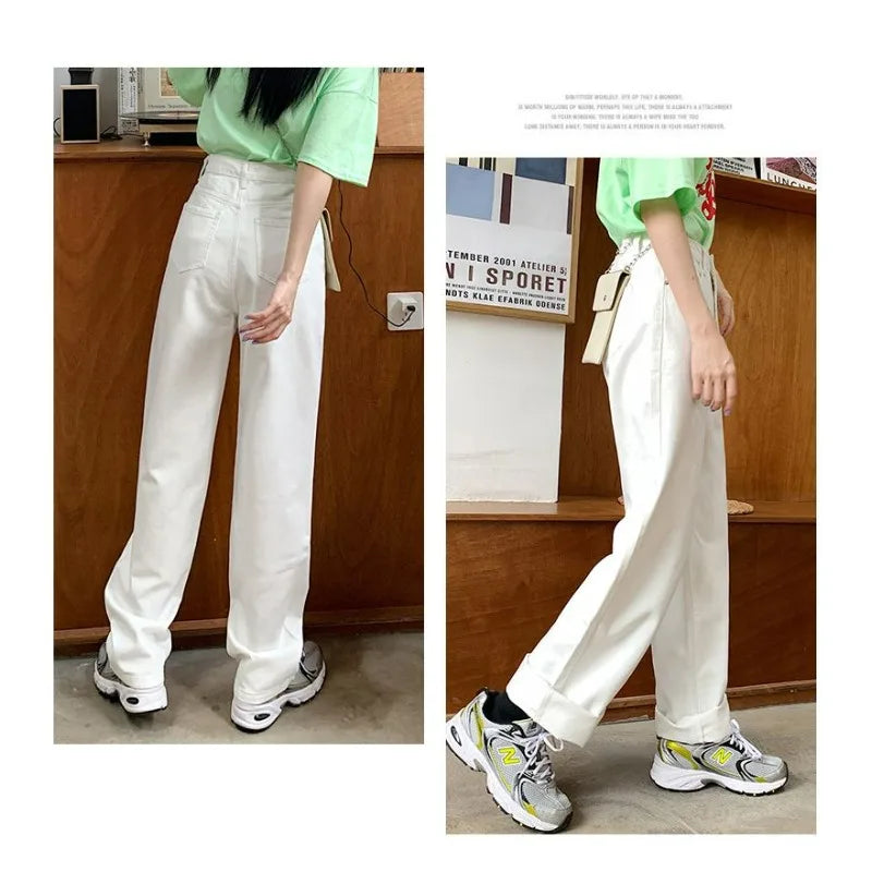 Women Denim Jeans 2025 Autumn Winter High Waist Wide Leg