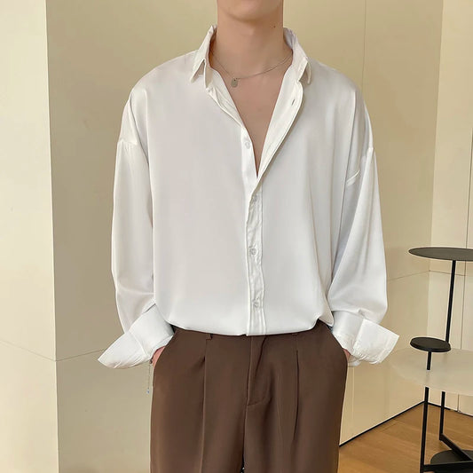 Men's Oversized Ice Silk Formal Shirt