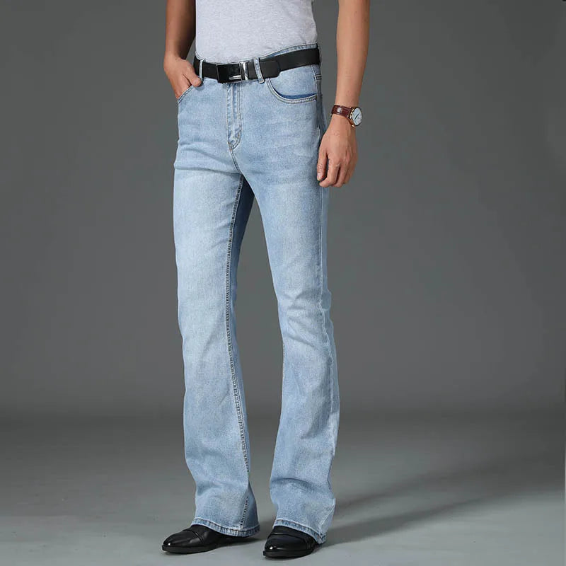 Men's Flared Boot Cut Jeans - Designer Classic High Waist
