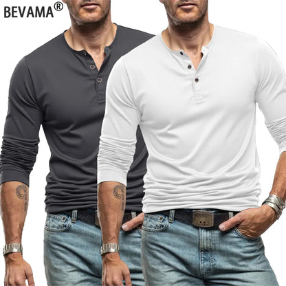 Men's Henley Slim Fit Sports Long Sleeve T-Shirt
