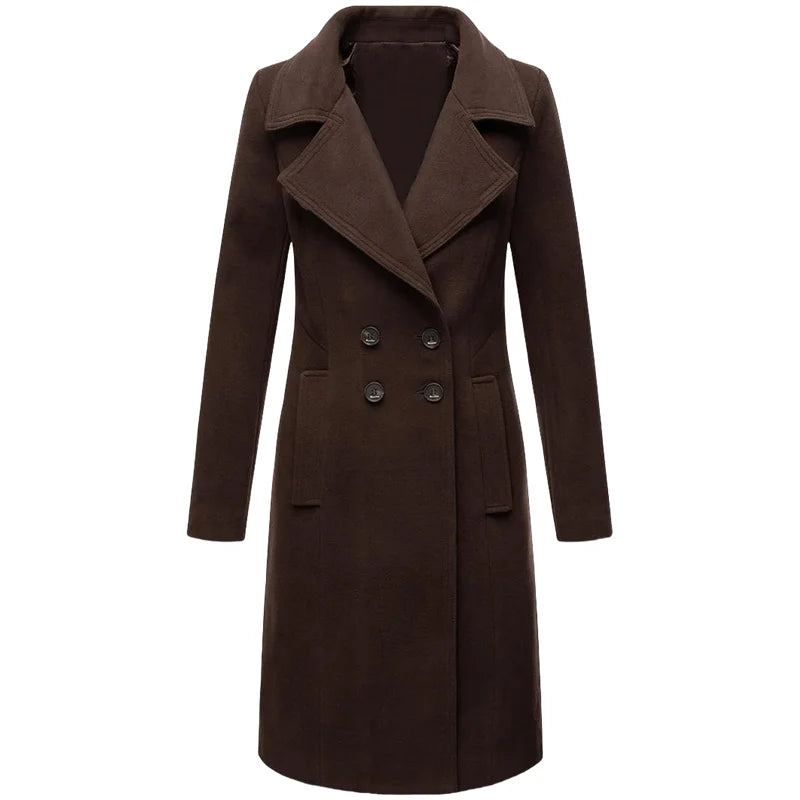Women's Warm Winter Coat - Wool Blend Lined Jacket