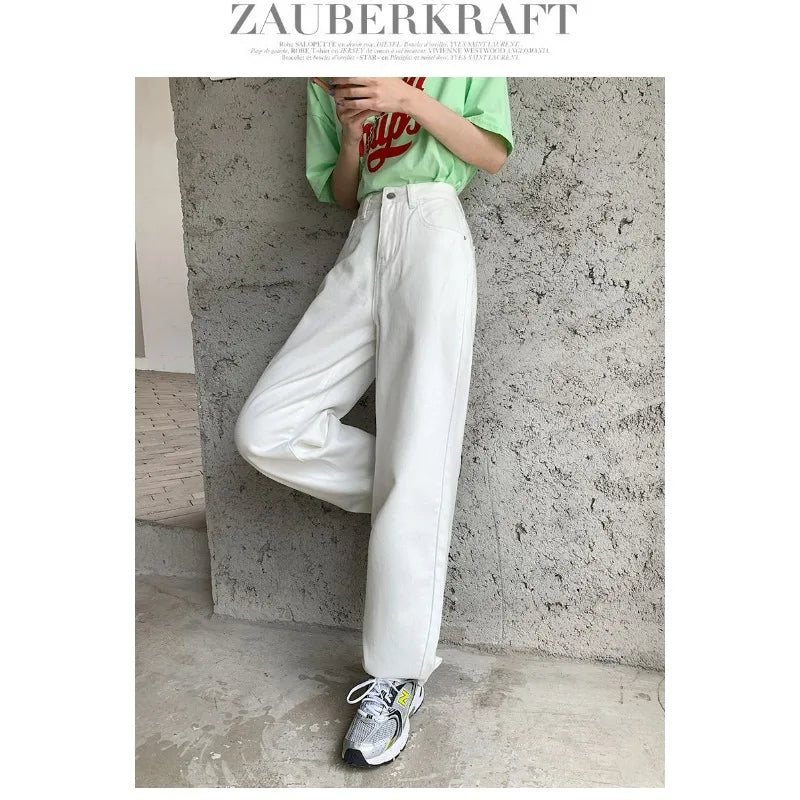 Women Denim Jeans 2025 Autumn Winter High Waist Wide Leg