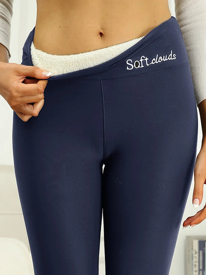Winter Women Warm Leggings - Plush Lined Thermal Pants