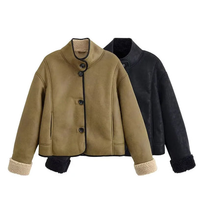 CharmChant Women's shearling jacket Leather Jackets fashion Winter 2025 Sheepskin Coat Female New in Coats warm Outerwears