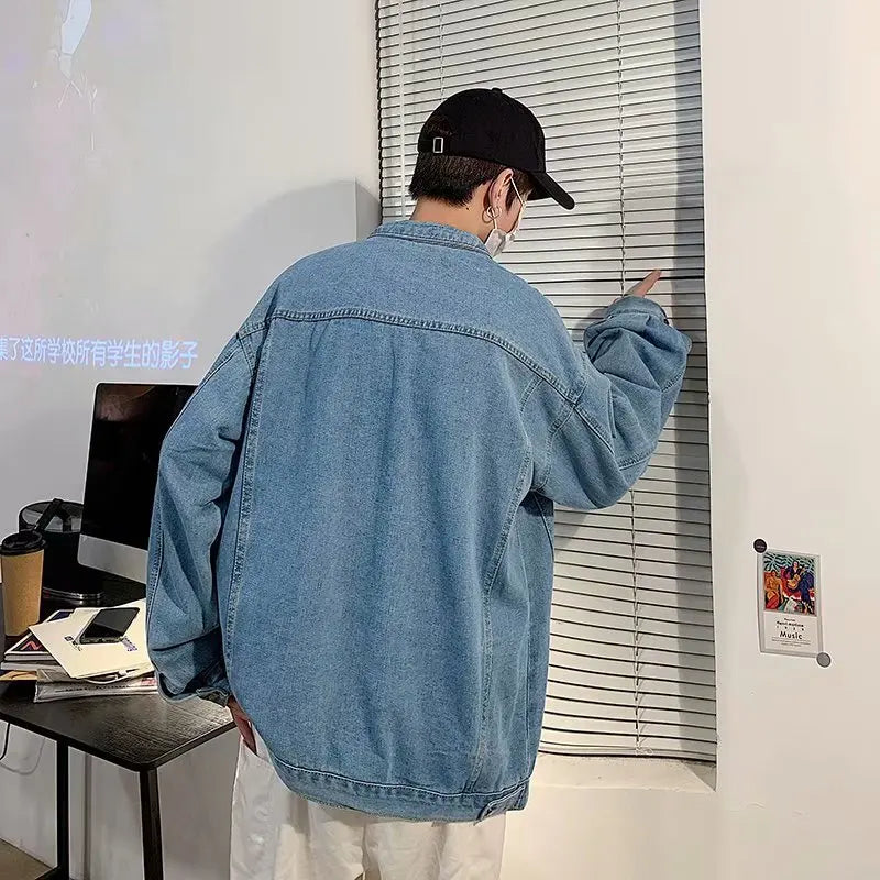 Qara Denim Qısa Pencək Kişilər üçün - Bomber Streetwear