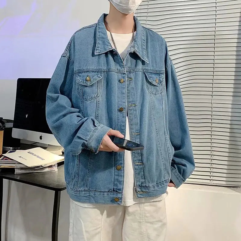 Qara Denim Qısa Pencək Kişilər üçün - Bomber Streetwear