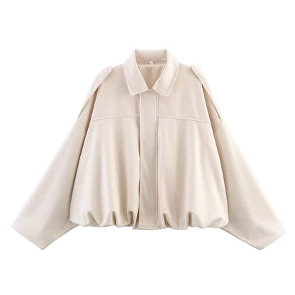 Qadın Bomber Gödəkçələri Paltolar Moda Vintage Dəbli Yaxalıq