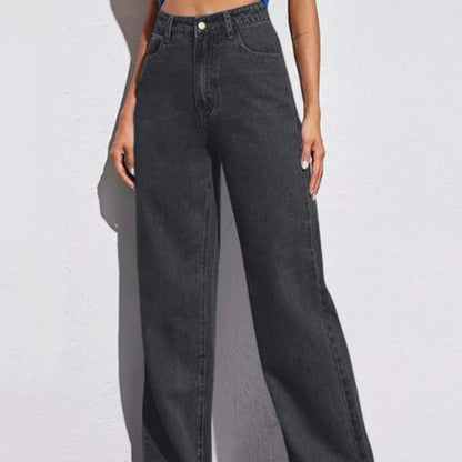 Wide-Legged Jeans Europe - Autumn Spring High-Waisted Straight Thin
