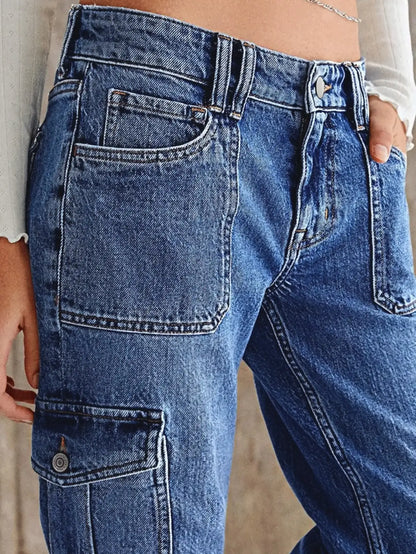 Women's Jeans Work Pants Multi-Pocket Straight Leg Comfort Style
