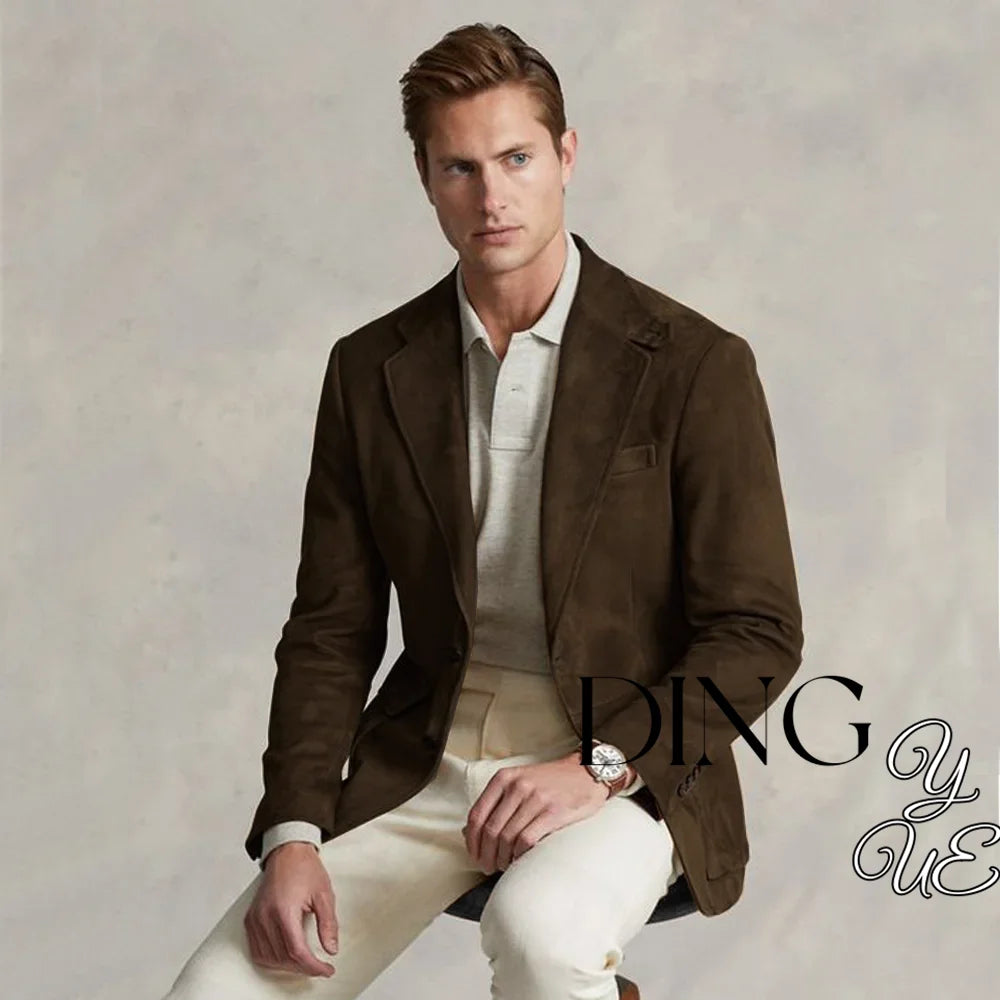 Men's Suede Single Breasted Luxury Blazer