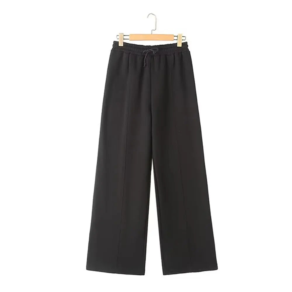 HH Women's Fall 2-Piece Retro Bomber Jacket + Wide Leg Pants Streetwear