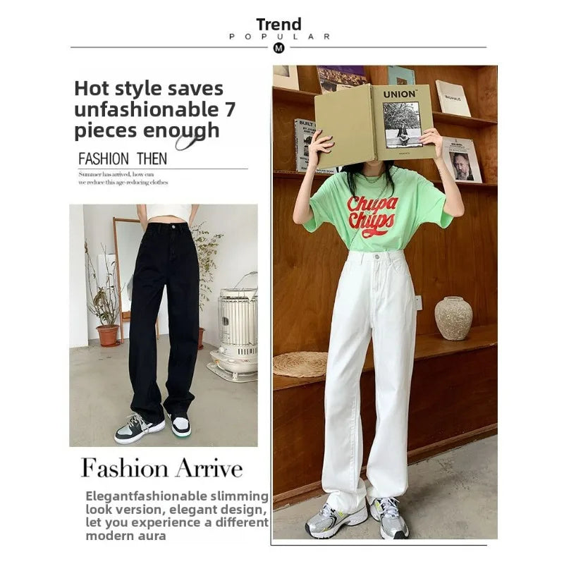 Women Denim Jeans 2025 Autumn Winter High Waist Wide Leg