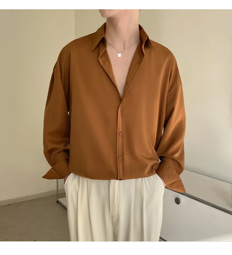 Men's Oversized Ice Silk Formal Shirt