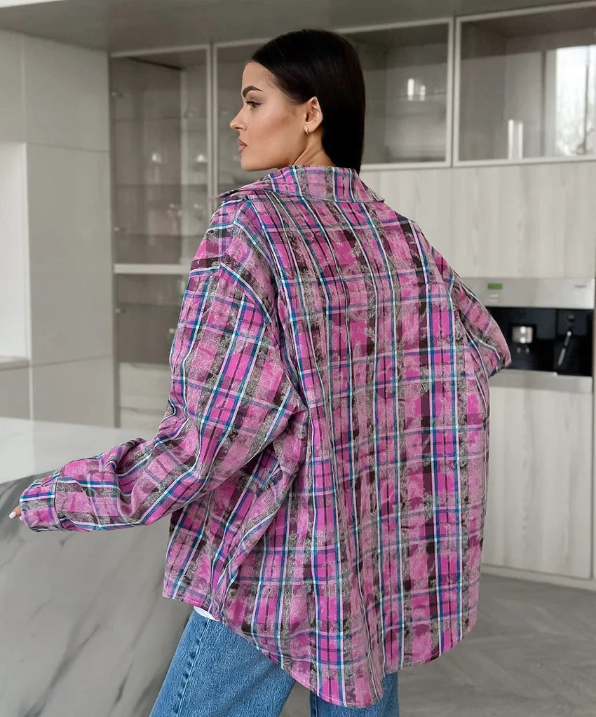 Women's Plaid Shirt Spring Autumn Long Sleeve Casual