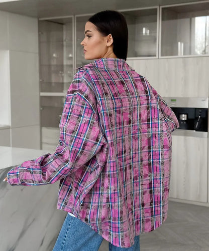 Women's Plaid Shirt Spring Autumn Long Sleeve Casual