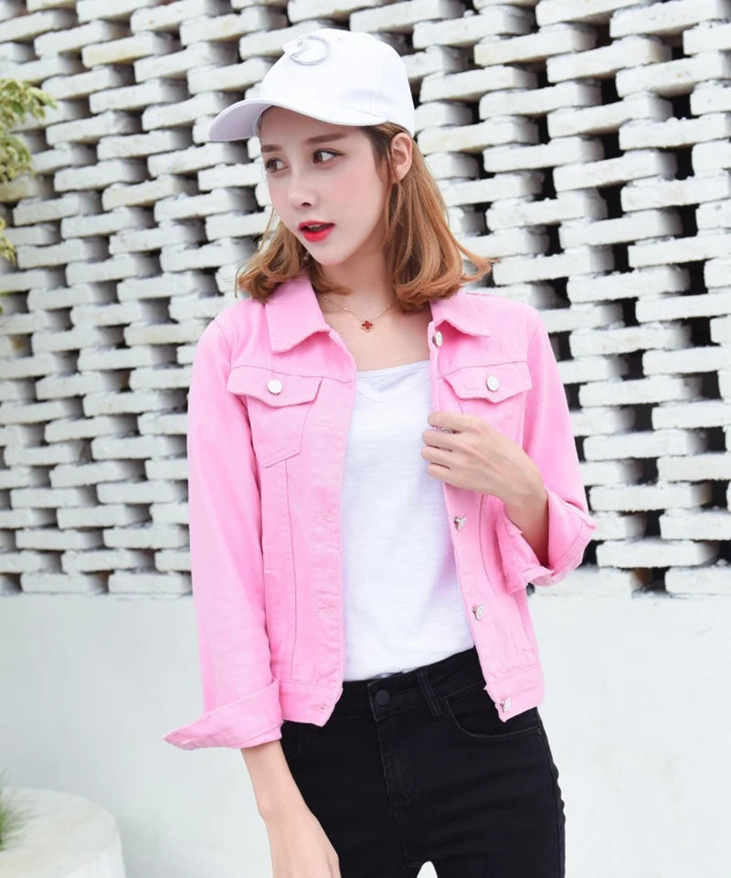 Women's Casual Short Denim Jacket Korean