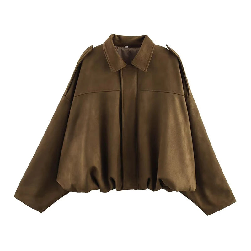 Qadın Bomber Gödəkçələri Paltolar Moda Vintage Dəbli Yaxalıq
