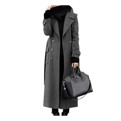 Women's Long Wool Coat - Korean Fashion Winter Coat