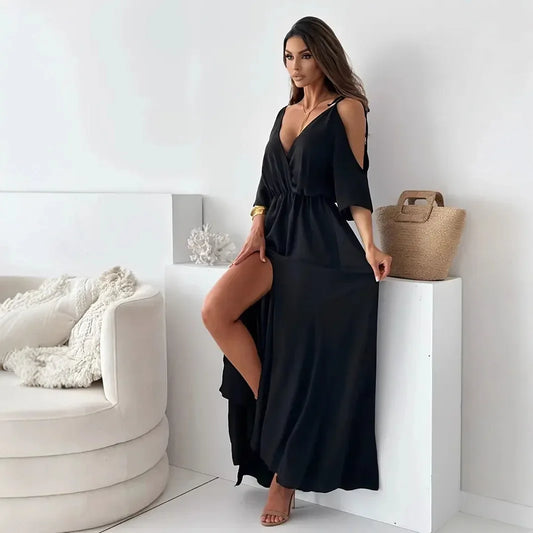 Plus Size Elegant Long Dress - Slim Fit