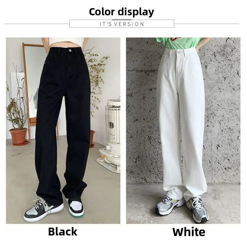 Women Denim Jeans 2025 Autumn Winter High Waist Wide Leg