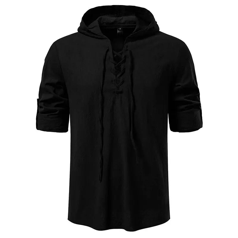Men's Hooded Long Sleeve Pullover T-Shirt