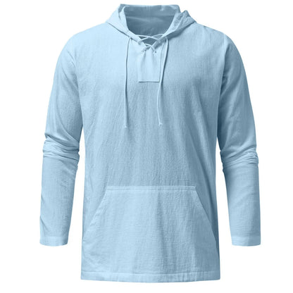 Men's Cotton Linen Hooded Sports Shirt